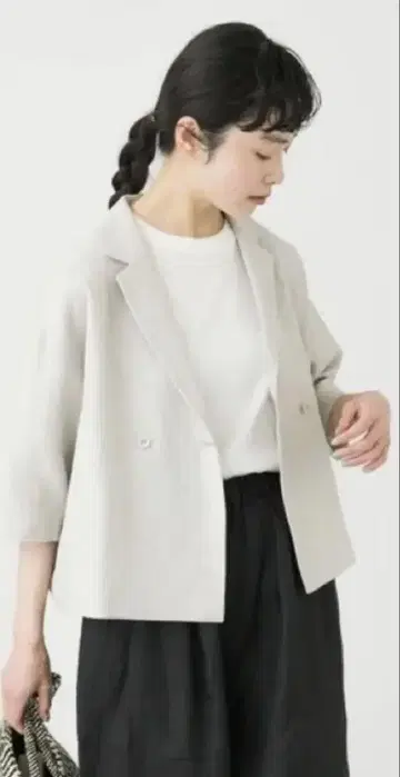 카구레 린넨 하프 슬리브 더블 자켓 NATURAL