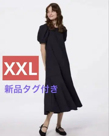 새상품 볼륨 슬리브 원피스 5부 소매 XXL 사이즈