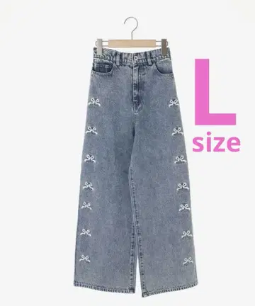 바로 발송 MAJESTIC LEGON 리본 비쥬 데님 팬츠