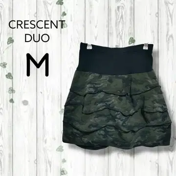CRESCENT DUO 미니 스커트 카모플라주 카모 패턴 허리밴딩 카키