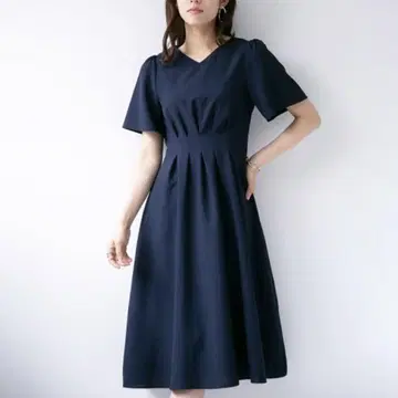 화이트 죠라 린넨라이크 린넨조 멜란지 핏 앤 플레어 원피스