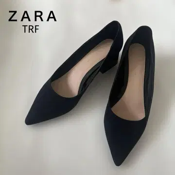 ZARA 네이비 스웨이드 펌프스 38