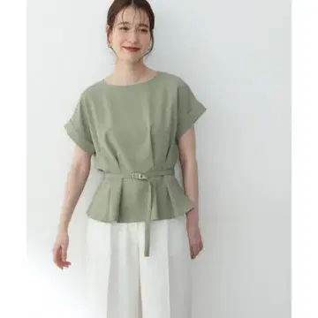 N. 내추럴 뷰티 베이직 보트넥 페플럼 반팔 블라우스