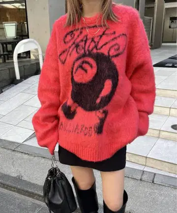 COOPER FACT 당구 모헤어 크루 니트 레드