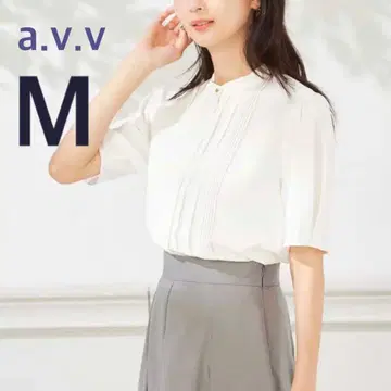 a.v.v [세탁 가능] 핀턱 블라우스 셔츠 M 화이트 아베베