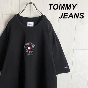 TOMMY JEANS 토미힐피거 센터 자수 로고 반팔 티셔츠 L