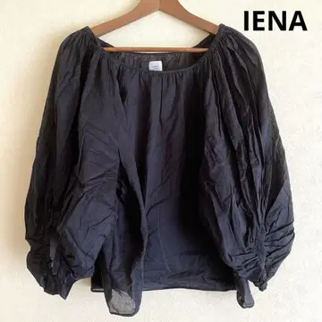 IENA 이에나 블라우스 퍼프 슬리브 블랙 코튼