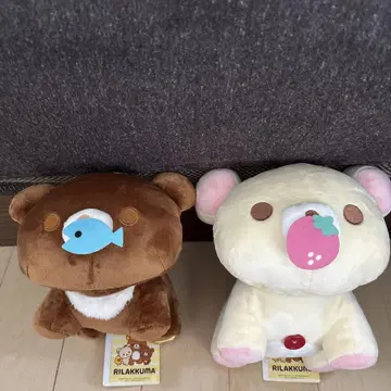 리락쿠마 나무 조각 곰 봉제 인형 BIG 2개