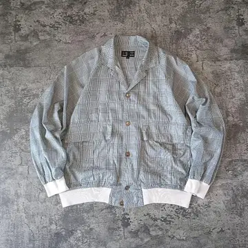 구제 의류 80s 이탈리아제 dunhill 체크 무늬 코튼 블루종