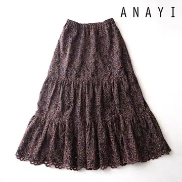 ANAYI 아나이 바이컬러 페이즐리 자수 롱 스커트