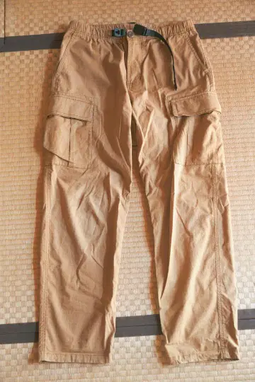 카고 팬츠 베이지 사이드 포켓 부착