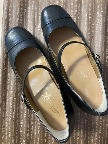 블랙 가죽 스트랩 신발 24.0cm