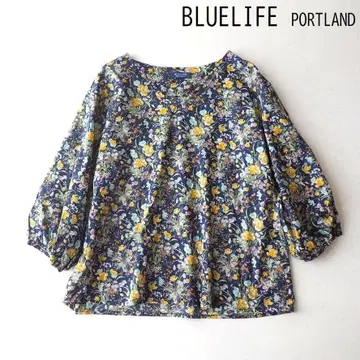 BLUELIFE portland 리버티 패턴 풀오버 블라우스 V넥