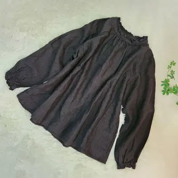 nest Robe 네스트로브 린넨 스탠드 프릴 블라우스 블랙 M