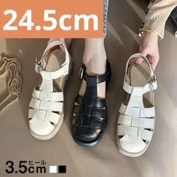 달카 샌들 PU 샌들 3.5cm 힐 24.5cm 블랙 슬림 레그