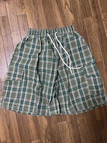 nugu 체크 카고 숏팬츠 Khaki