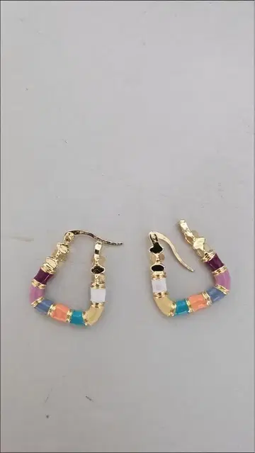 컬러풀 비즈 후프 귀걸이