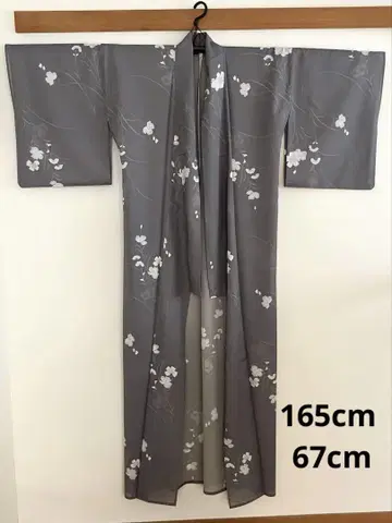 여름 기모노 명주 워셔블 톨 사이즈 165cm 화장 67cm 그레이 코몬