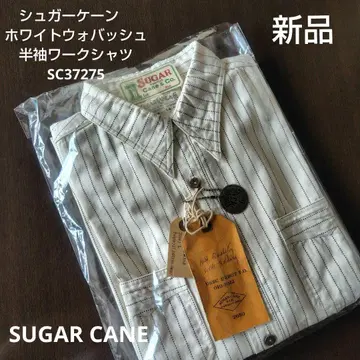 SUGAR CANE 반팔 워크 셔츠 L 사이즈 스트라이프