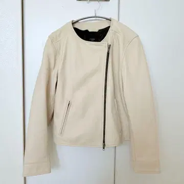 아이보리 가죽 자켓 여성용 L 사이즈