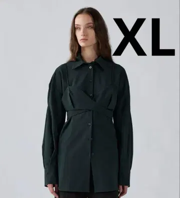 지유 뷔스티에 콤비네이션 셔츠 로크 XL 다크 그린 rokh