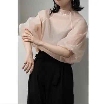 lawgy 벌룬 슬리브 탑 핑크