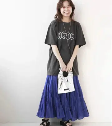 코튼 보일 크링클 캉캉 스커트 블루