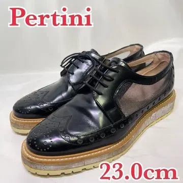 새상품급 Pertini 가죽 신발 윙팁 사이드컷 메쉬 코르크 밑창