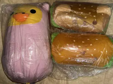 리락쿠마 햄버거 봉제 인형 2종 키이로이토리 멘다코 봉제 인형
