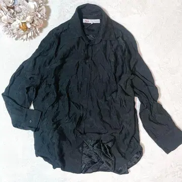 ZARA 자라 시어 소재 셔츠 얇은 소재 주름 가공 겉옷 UV 대책 S