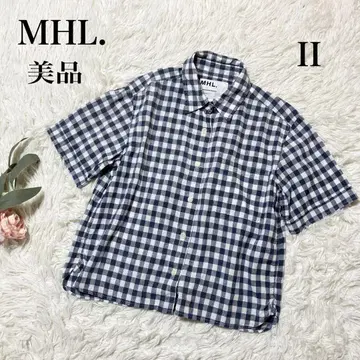 MHL. 마가렛 호웰 깅엄 체크 린넨 코튼 반팔 셔츠