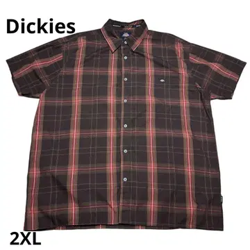 Dickies 디키즈 체크 무늬 반팔 셔츠 브라운 2XL