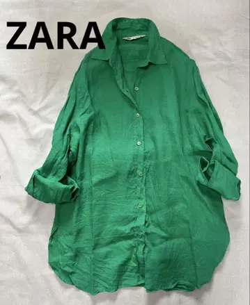 자라 ZARA 린넨 블라우스 M 그린