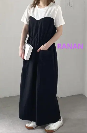 RANAN 라난 [전 골격 가냘픔] 뷔스티에 도킹 원피스