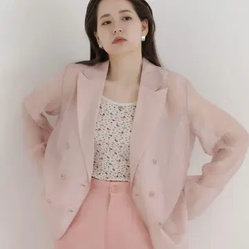 라메 시어 테일러드 자켓 TINA: JOJUN 핑크