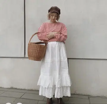 코튼 레이스 스커트