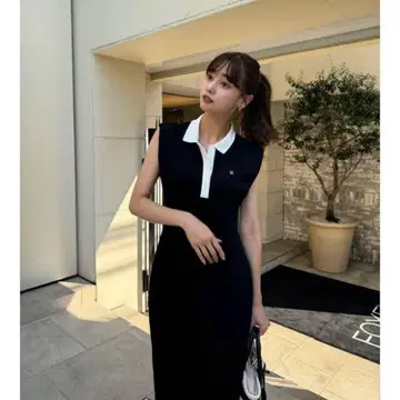 Herlipto 프렌치 슬리브 폴로 롱 드레스 S