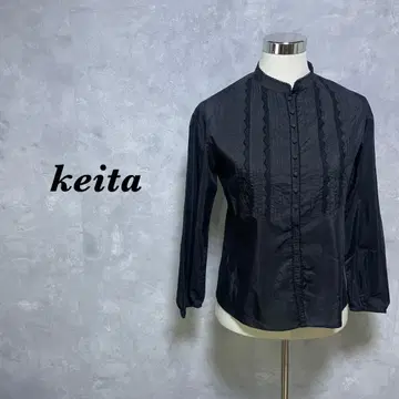 keita 긴팔 셔츠 레이스 절개 턱 광택감 01 블랙 3988