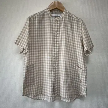 NATURAL LAUNDRY 밴드 카라 퍼머 셔츠