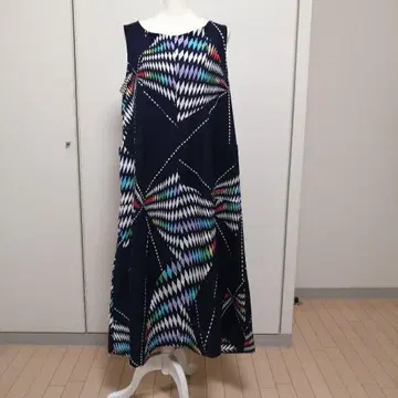 미사용 유카타 리메이크 A라인 롱 원피스. 좌우 포켓 부착