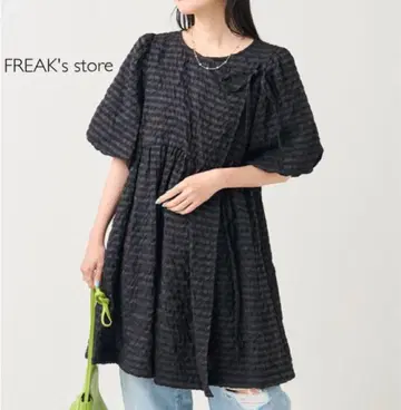 FREAK'S STORE 프리크스 스토어 퍼프 슬리브 개더 블라우스 블랙