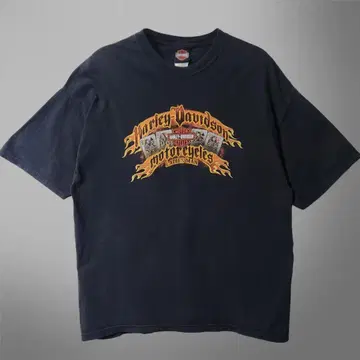 00s HARLEY DAVIDSON 카드놀이 프레임 티셔츠 블랙 2XL