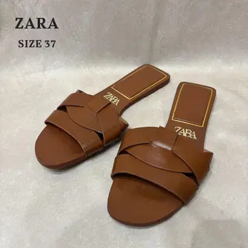 ZARA 자라 크로스오버 플랫 가죽 샌들 37