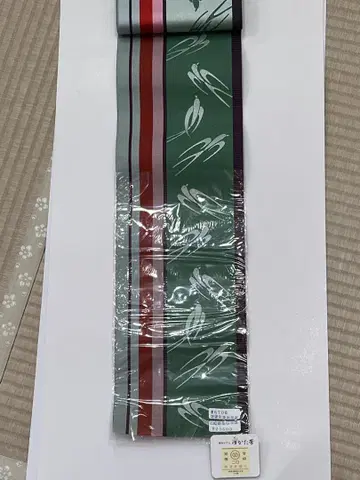 순수 실크 단이 하카타 반폭 오비