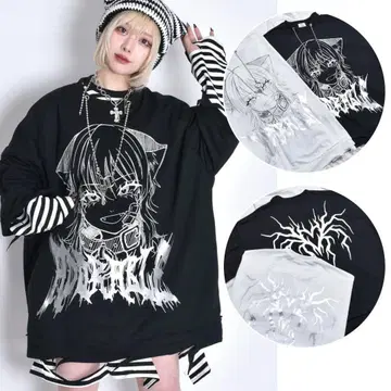 VOLCAN&APHRODITE PET 데미지 티셔츠 BLACK/M