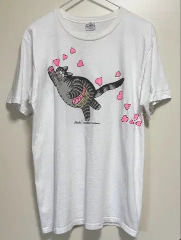 80s Kliban cat Heart T-Shirt Men's M 하와이