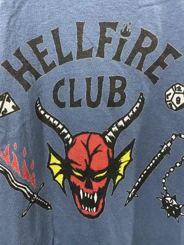 HELL FIRE CLUB 티셔츠 블루 M stranger things