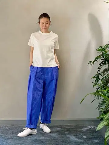 새상품급 JOURNAL STANDARD LUXE 스트라이프 팬츠 블루