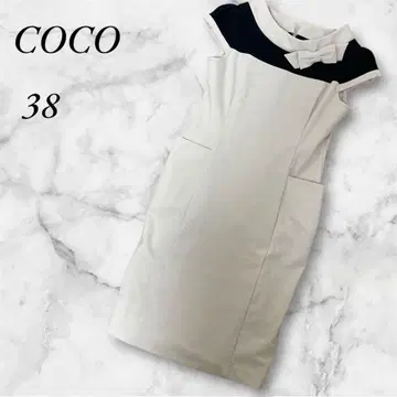 COCO 슬리브리스 원피스 리본 세레모니 스트레치 38 베이지