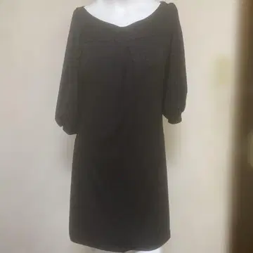 레오파드 무늬 벌룬 슬리브 원피스 블랙 M사이즈.